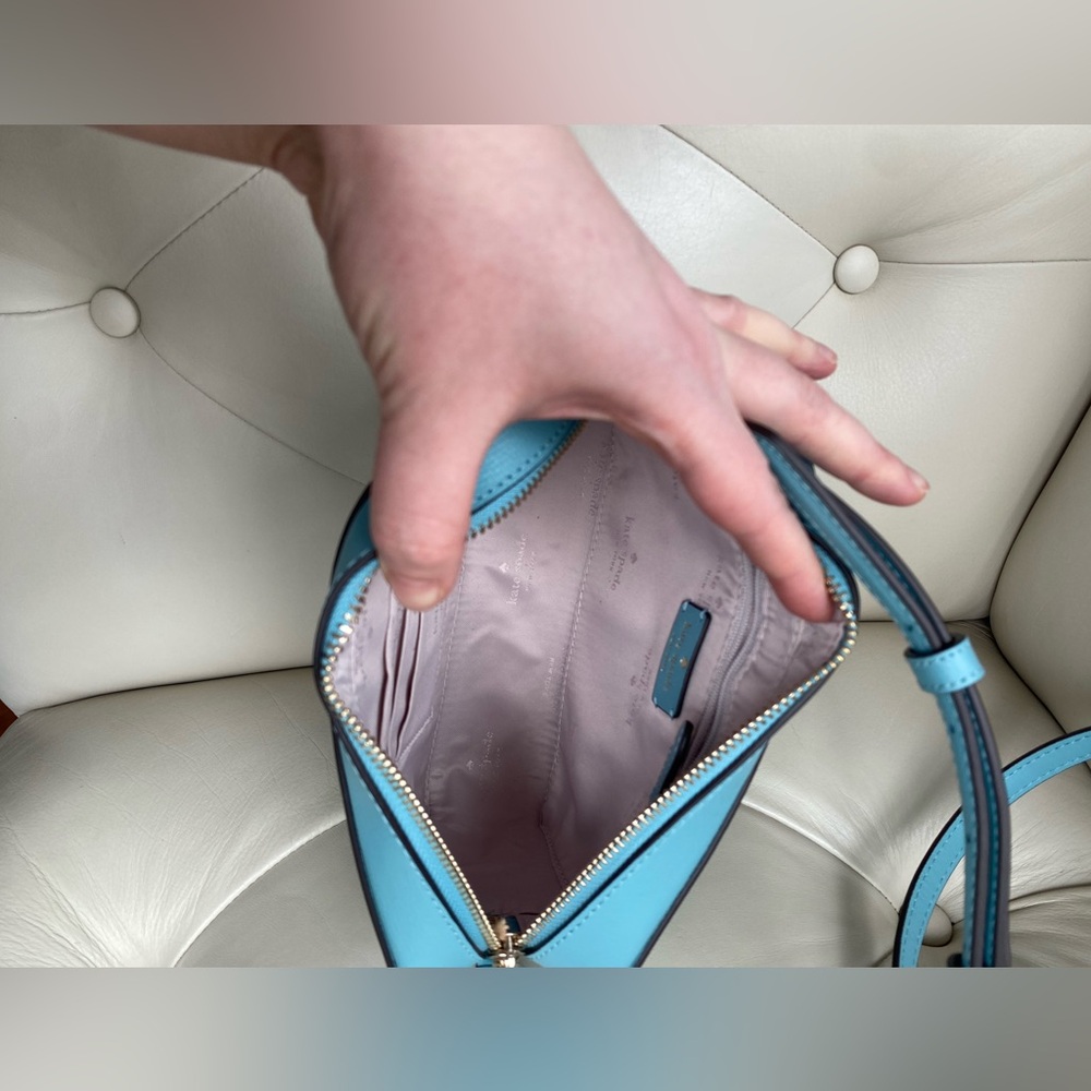 Kate Spade Sienna Turquoise Blue Leather Crossbody Bag Minimalist Structured - Picture 10 of 12